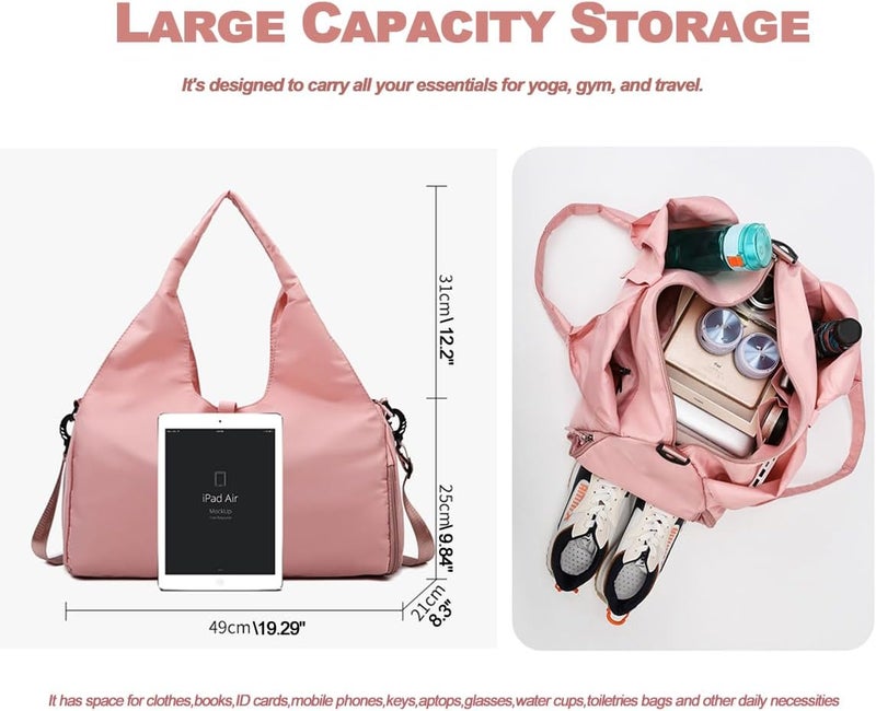 Fullishment Yoga Gym Bag -Large Capacity Gym Bag with Yoga Mat Holder Water Resistant Workout Bag for Travel Workout Daily - Image 4
